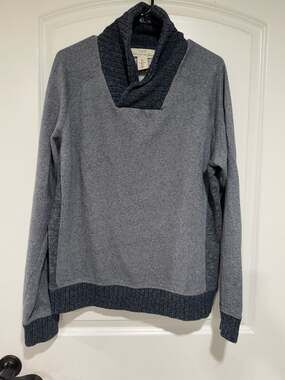 Gray Shawl Collar Pullover Sweater Cozy Minimalist Quiet Luxury Men’s Large